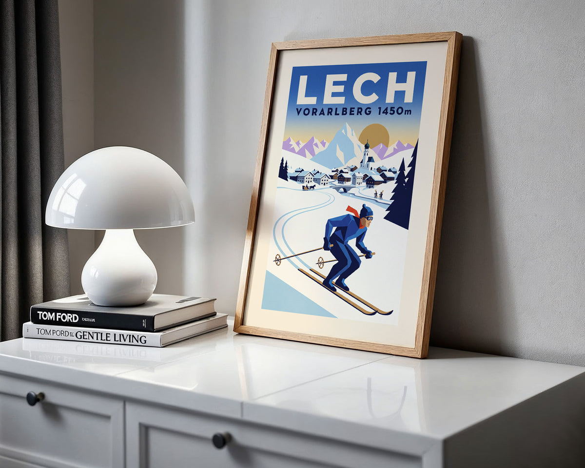 Lech, Vorarlberg 1450m - Art Deco Ski Poster