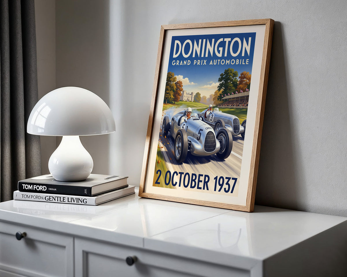 Donington 1937 Grand Prix Poster - Autumn Duel