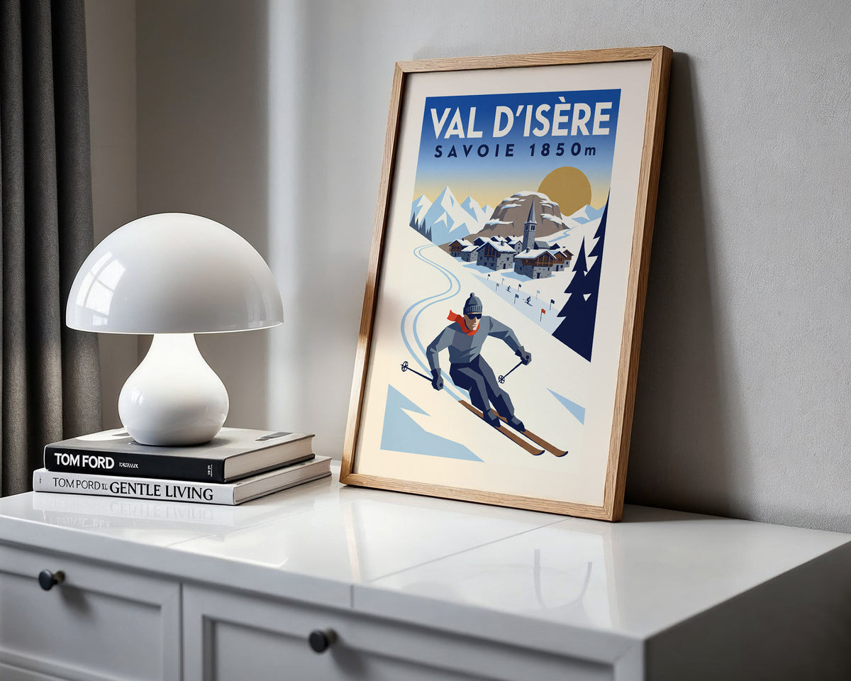 Val d'Isère, Savoie 1850m - Art Deco Ski Poster