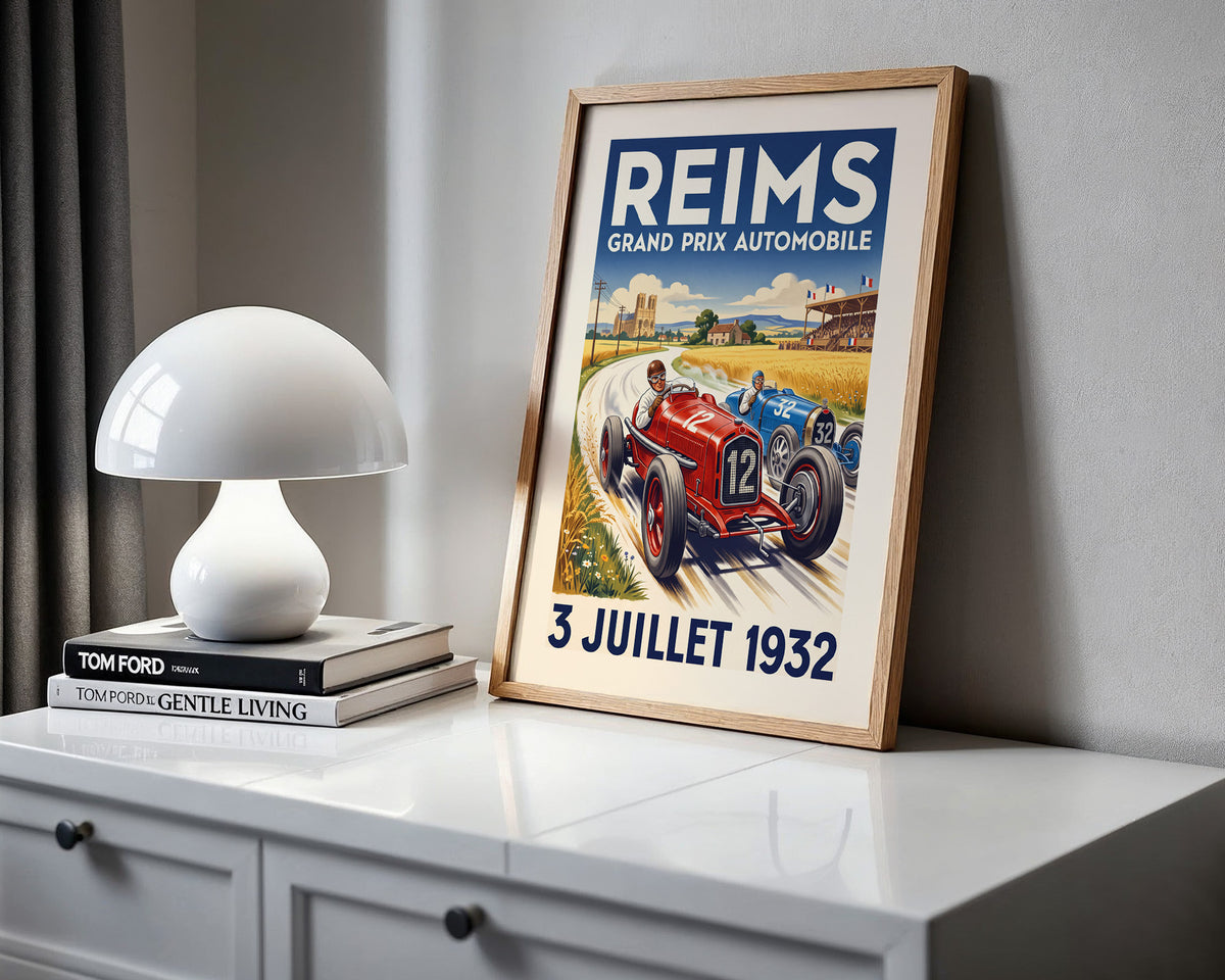 Reims 1932 Grand Prix Poster - Vintage Motor Racing Art