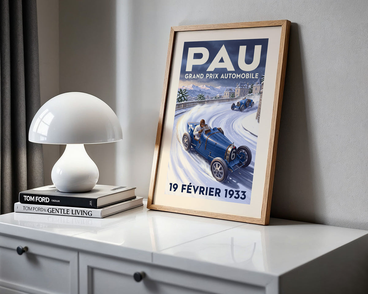 Pau 1933 Grand Prix Poster - Snow Bend