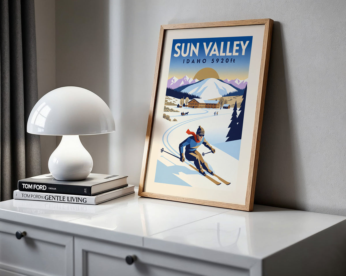 Sun Valley, Idaho 5920ft - Art Deco Ski Poster