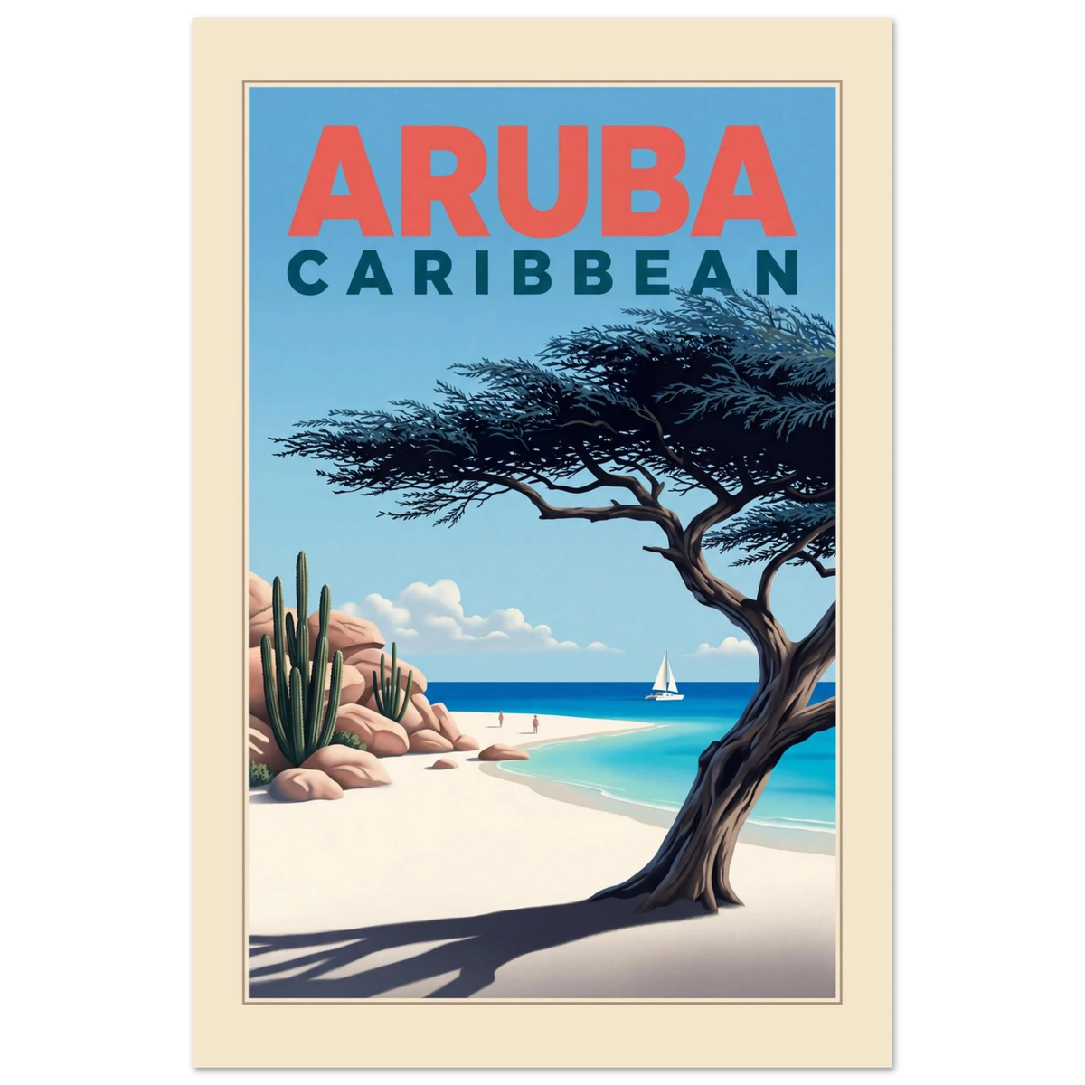 Aruba - Caribbean vintage travel poster