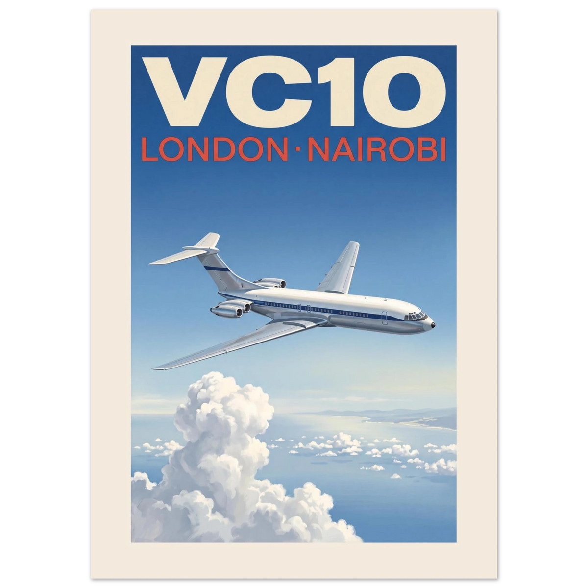 VC10 — London Nairobi vintage aviation poster