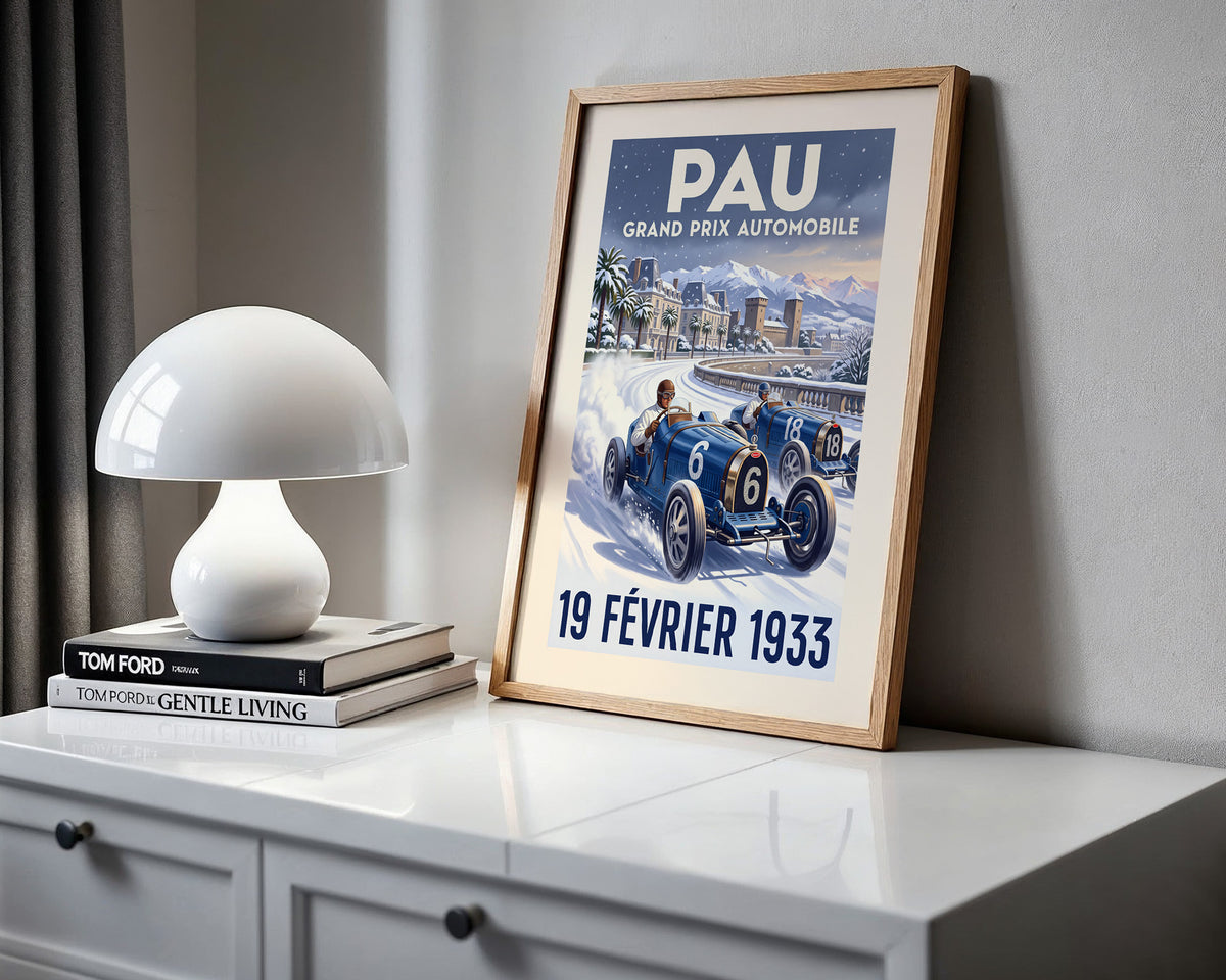 Pau 1933 Grand Prix Poster - Snowstorm Duel