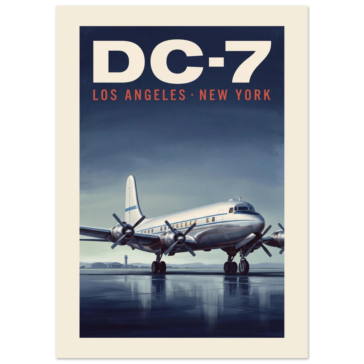 DC-7 — Los Angeles New York vintage aviation poster