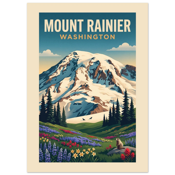 Mount Rainier - Washington vintage travel poster