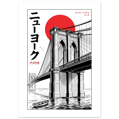 Brooklyn Bridge, New York - Manga Ink manga ink poster