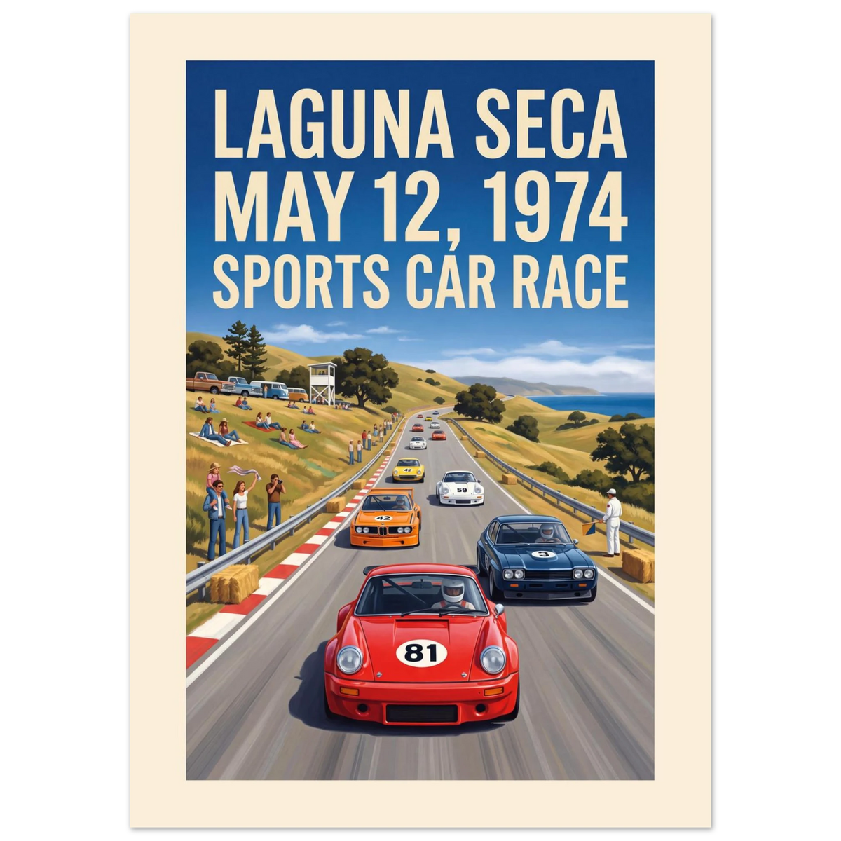 Laguna Seca 1974 - Sports Car Race vintage racing poster