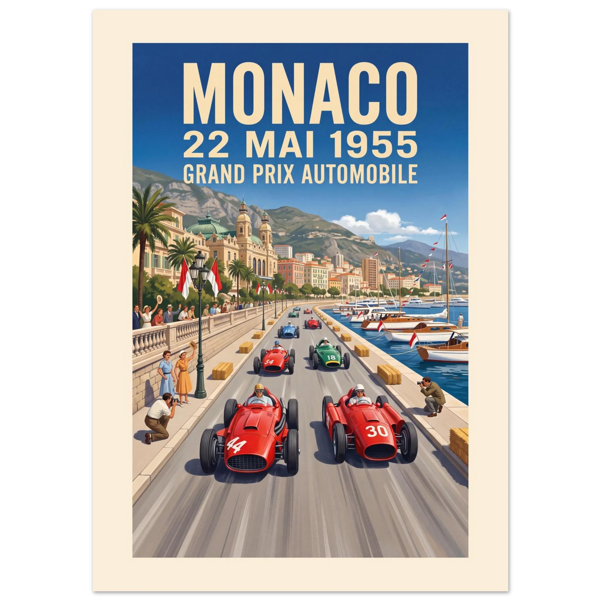 Monaco 1955 vintage racing poster
