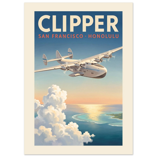 Clipper — San Francisco Honolulu vintage aviation poster