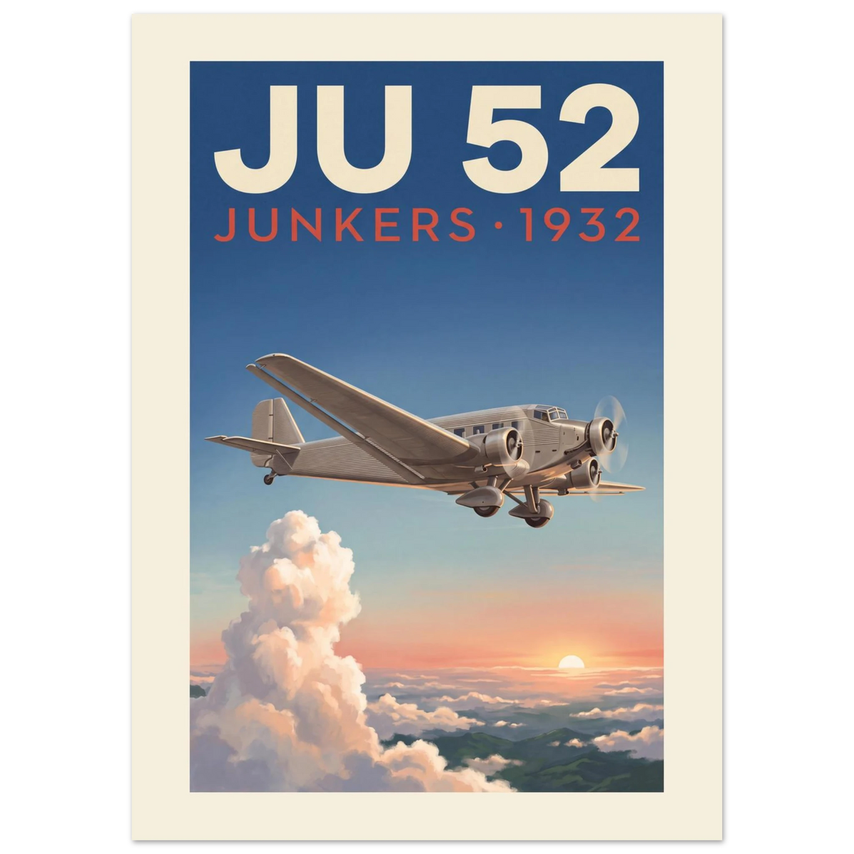 Ju 52 — Junkers 1932 vintage aviation poster