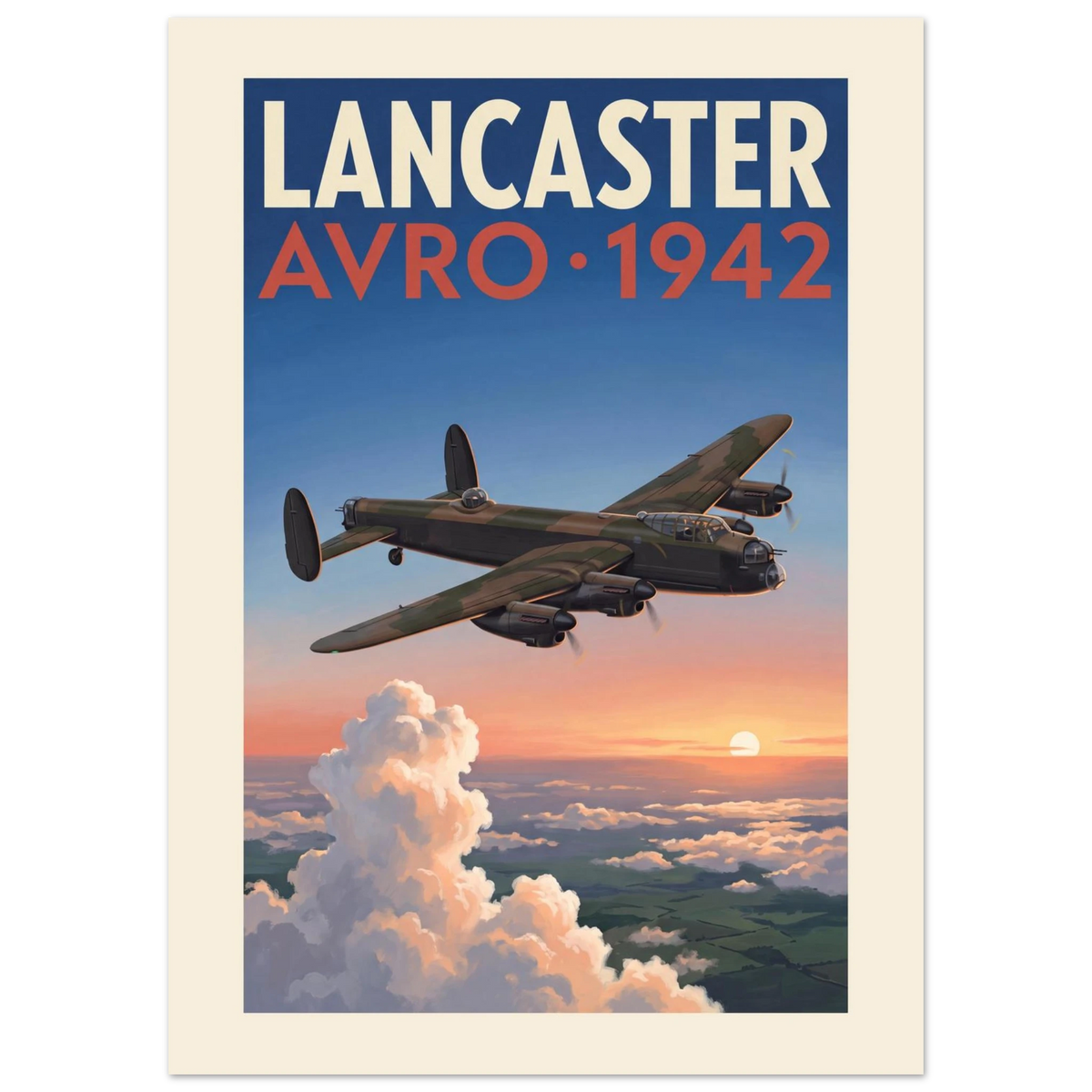 Lancaster — Avro 1942 vintage aviation poster