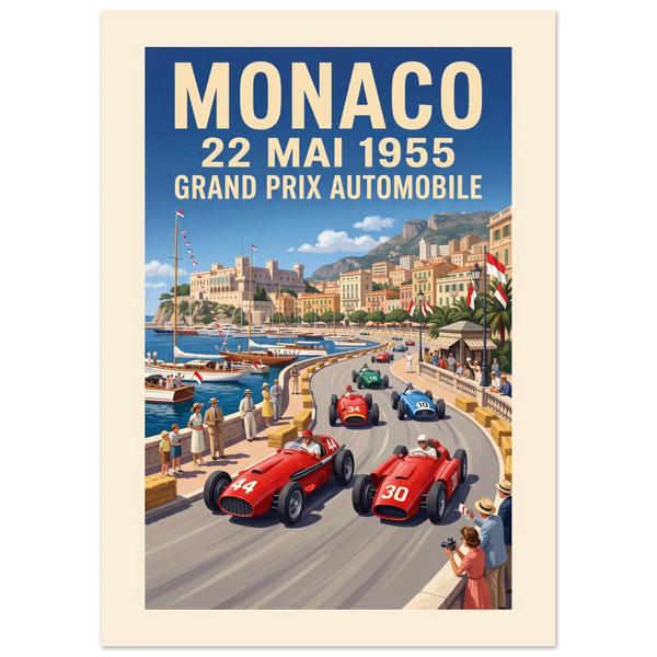 Monaco 1955 vintage racing poster