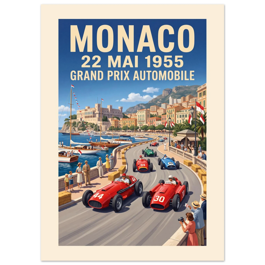 Monaco 1955 vintage racing poster