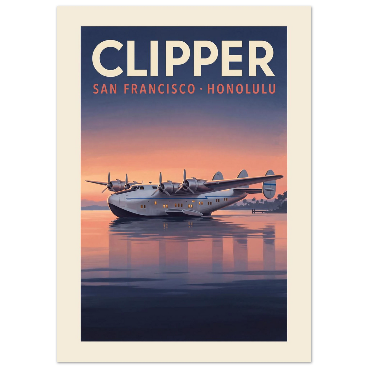 Clipper — San Francisco Honolulu vintage aviation poster