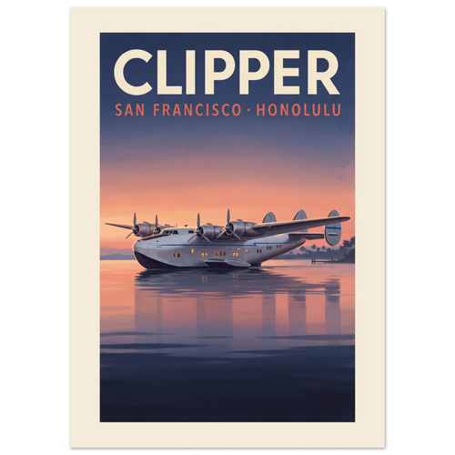 Clipper — San Francisco Honolulu vintage aviation poster
