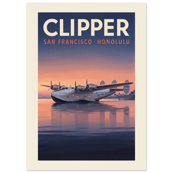 Clipper — San Francisco Honolulu vintage aviation poster
