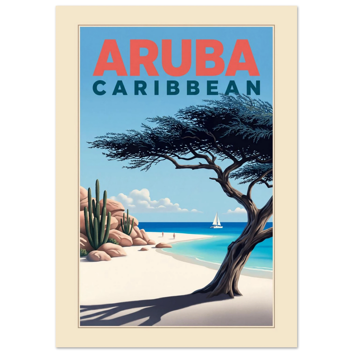 Aruba - Caribbean vintage travel poster