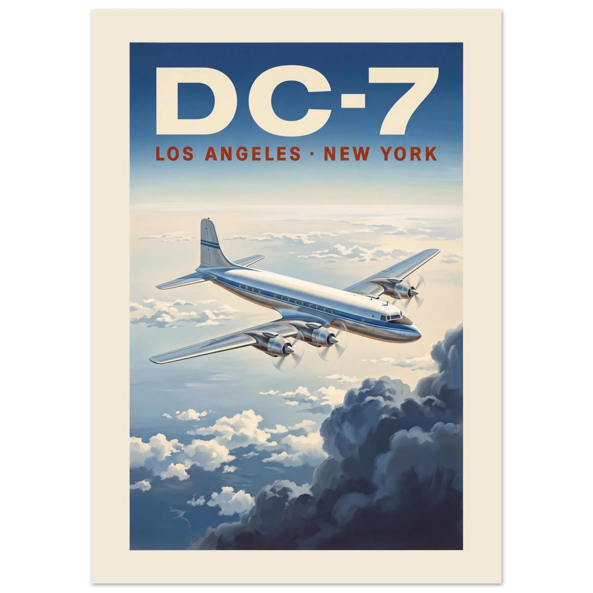 DC-7 — Los Angeles New York vintage aviation poster