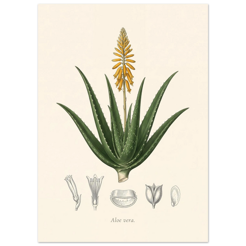 Aloe vera botanical plate, antique engraving style, Aloe vera