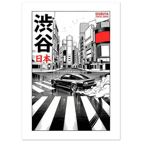 Shibuya, Tokyo - Manga Ink manga ink poster