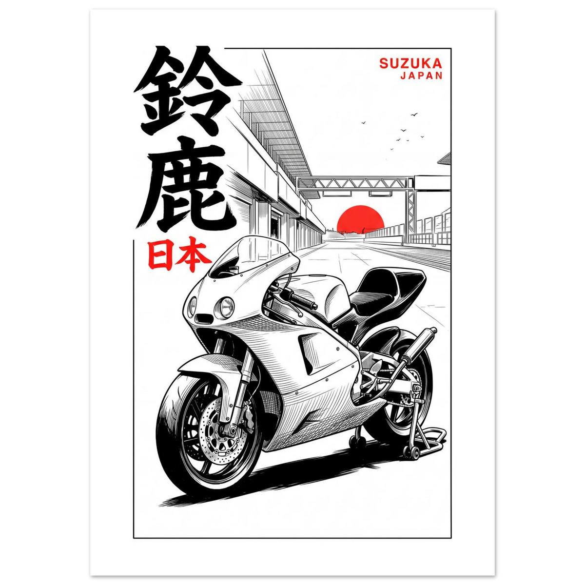 Suzuka Circuit, Motorbike - Manga Ink manga ink poster