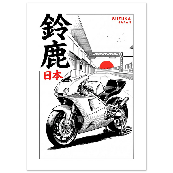 Suzuka Circuit, Motorbike - Manga Ink manga ink poster