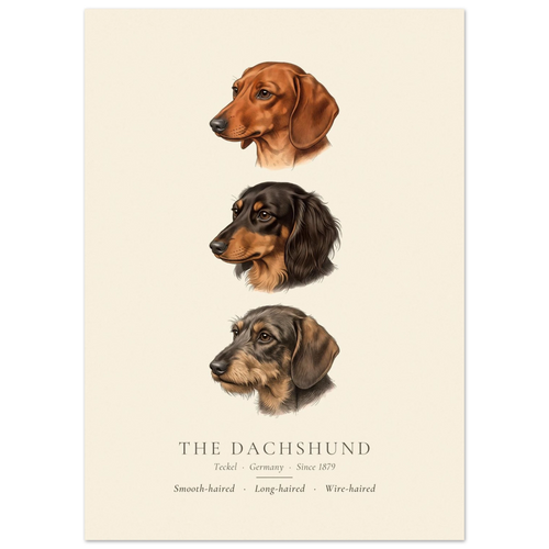 Dachshund three coats coloured plate, red, black and tan and wild boar head studies, The Kennel Book