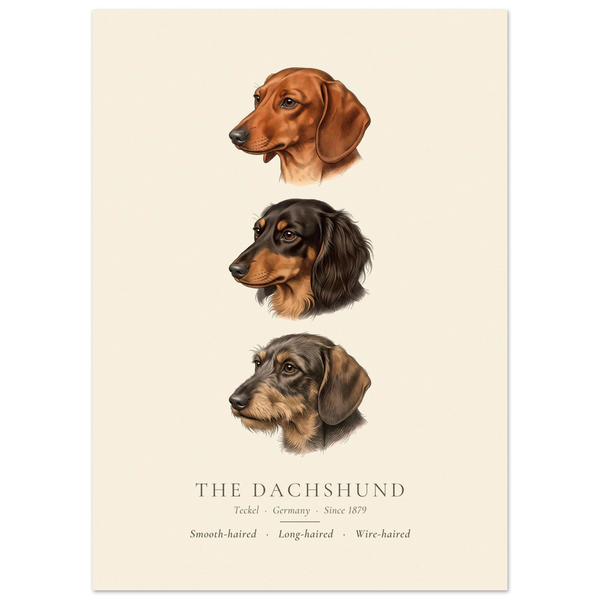 Dachshund three coats coloured plate, red, black and tan and wild boar head studies, The Kennel Book