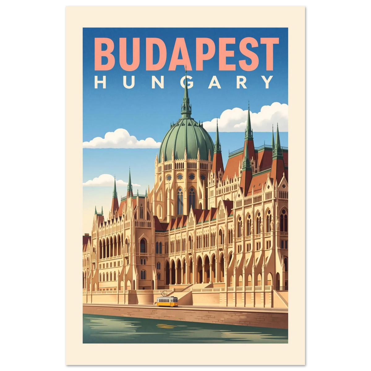 Budapest - Hungary vintage travel poster