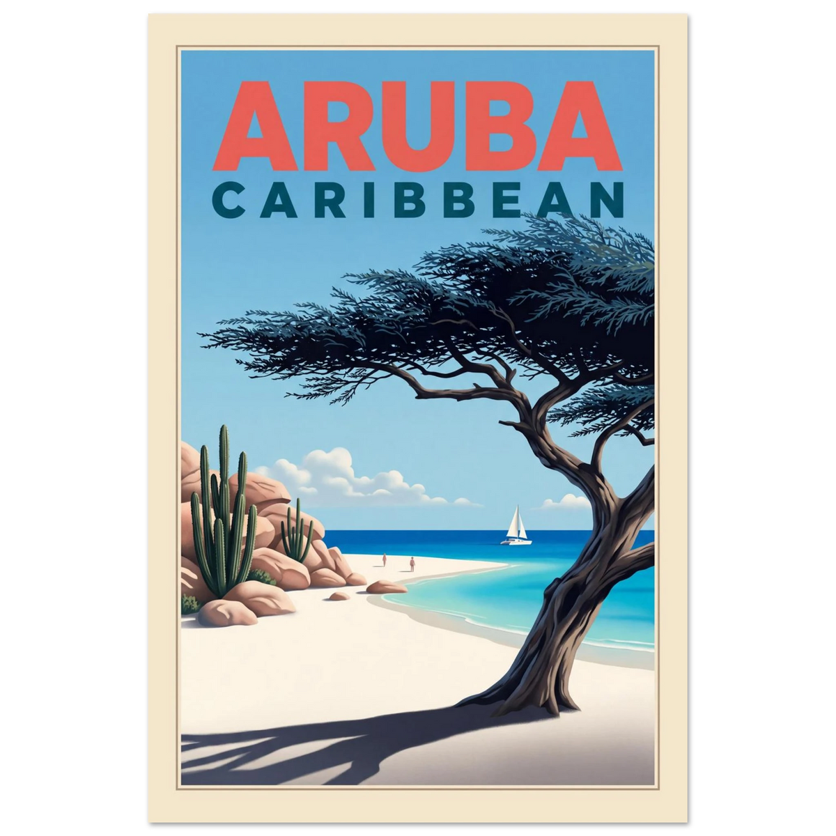 Aruba - Caribbean vintage travel poster