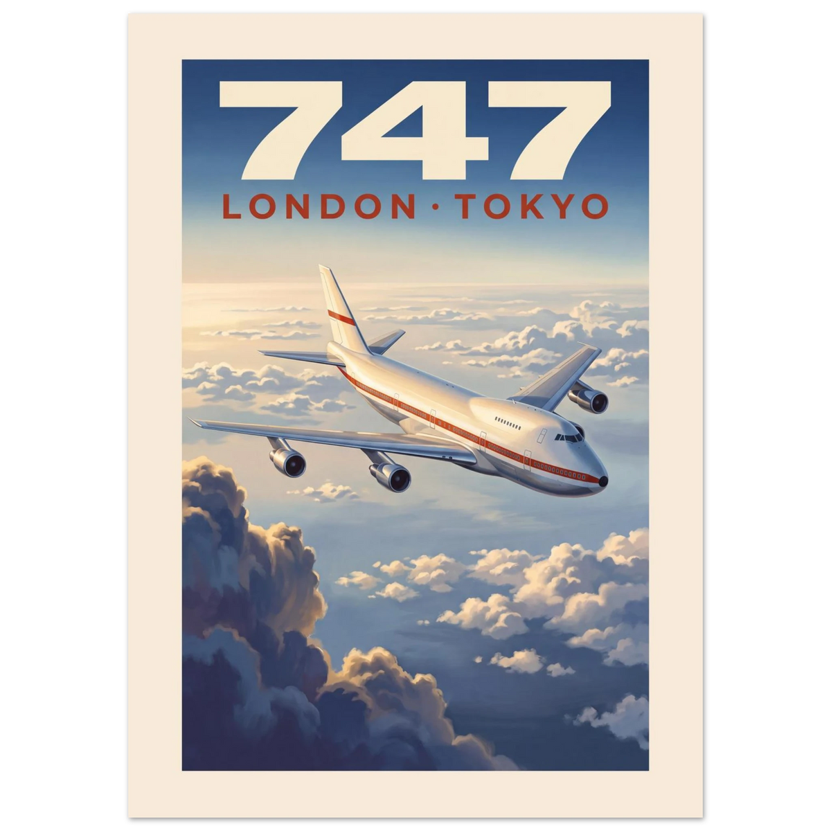 Boeing 747 — London Tokyo vintage aviation poster