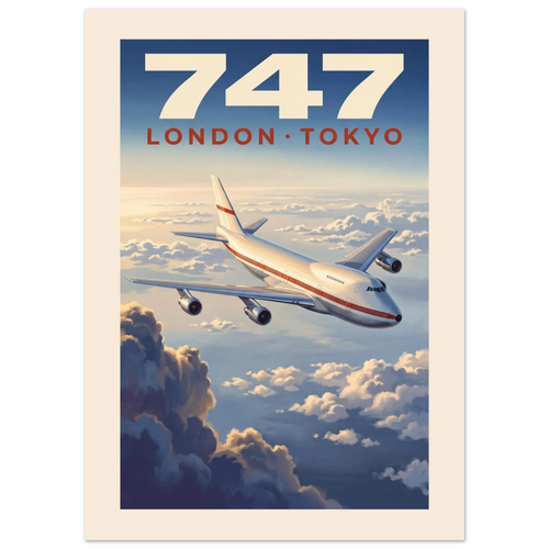 Boeing 747 — London Tokyo vintage aviation poster