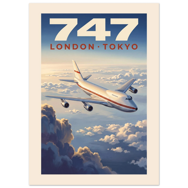 Boeing 747 — London Tokyo vintage aviation poster