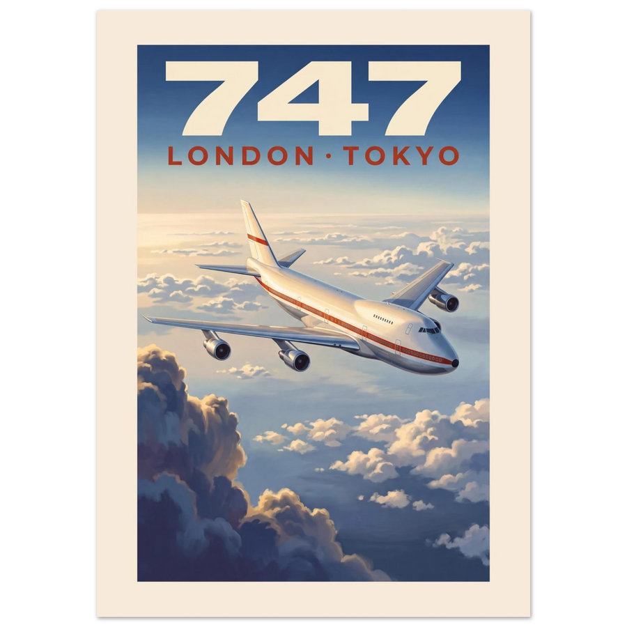 Boeing 747 — London Tokyo vintage aviation poster