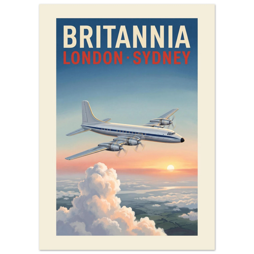 Britannia — London Sydney vintage aviation poster