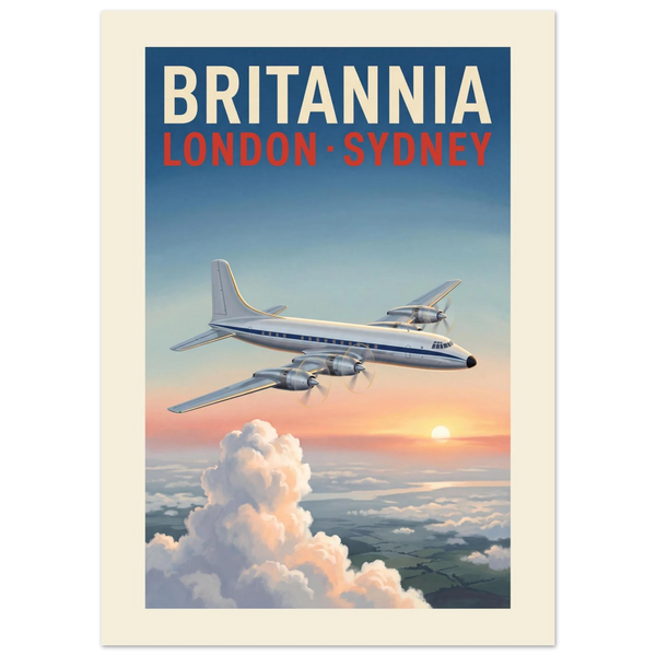 Britannia — London Sydney vintage aviation poster