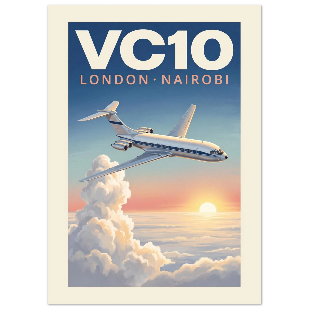 VC10 — London Nairobi vintage aviation poster