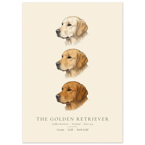 Golden Retriever three colours plate, cream, gold and dark gold head studies, The Kennel Book