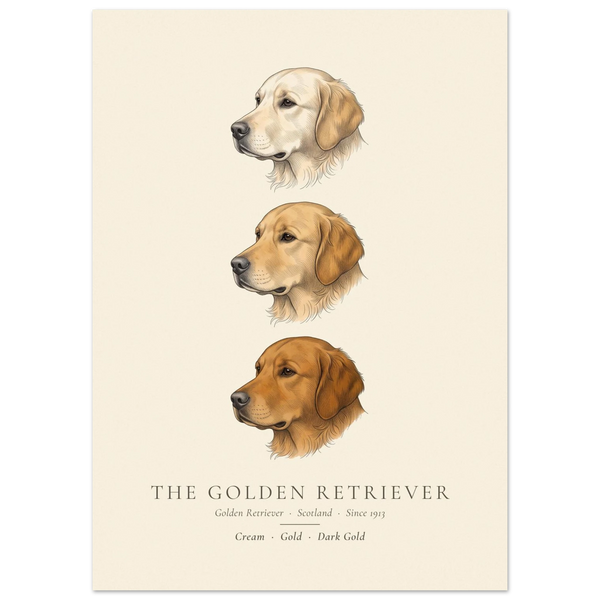 Golden Retriever three colours plate, cream, gold and dark gold head studies, The Kennel Book