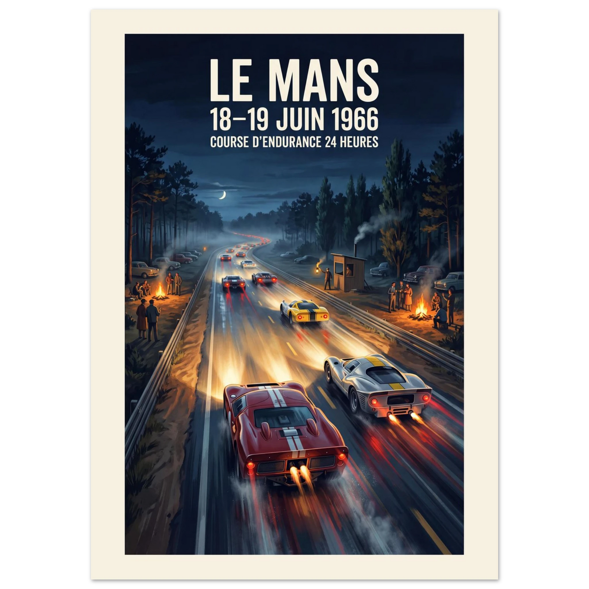 Le Mans 1966 - Night Race vintage racing poster